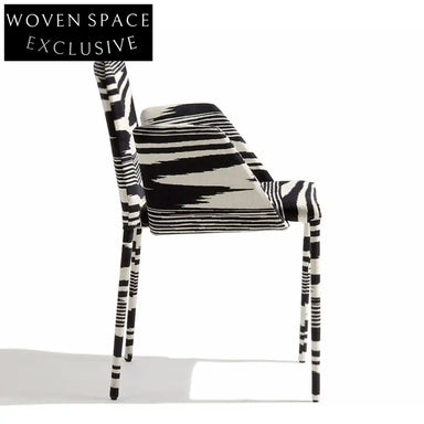 Chic Nordic Solid Wood Zebra Print Fabric Upholstery Accent Chair