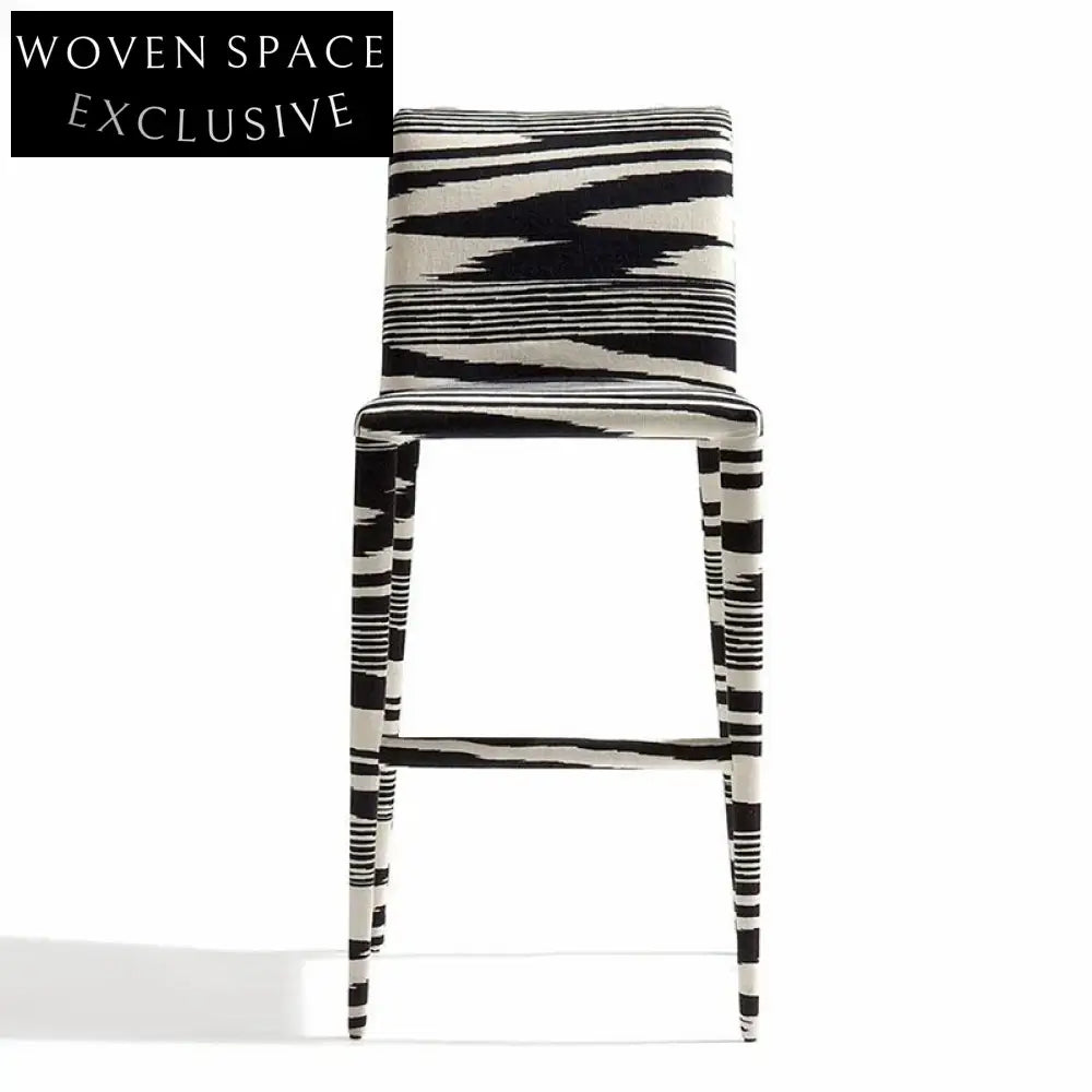 Chic Nordic Solid Wood Zebra Print Fabric Upholstery Accent Chair