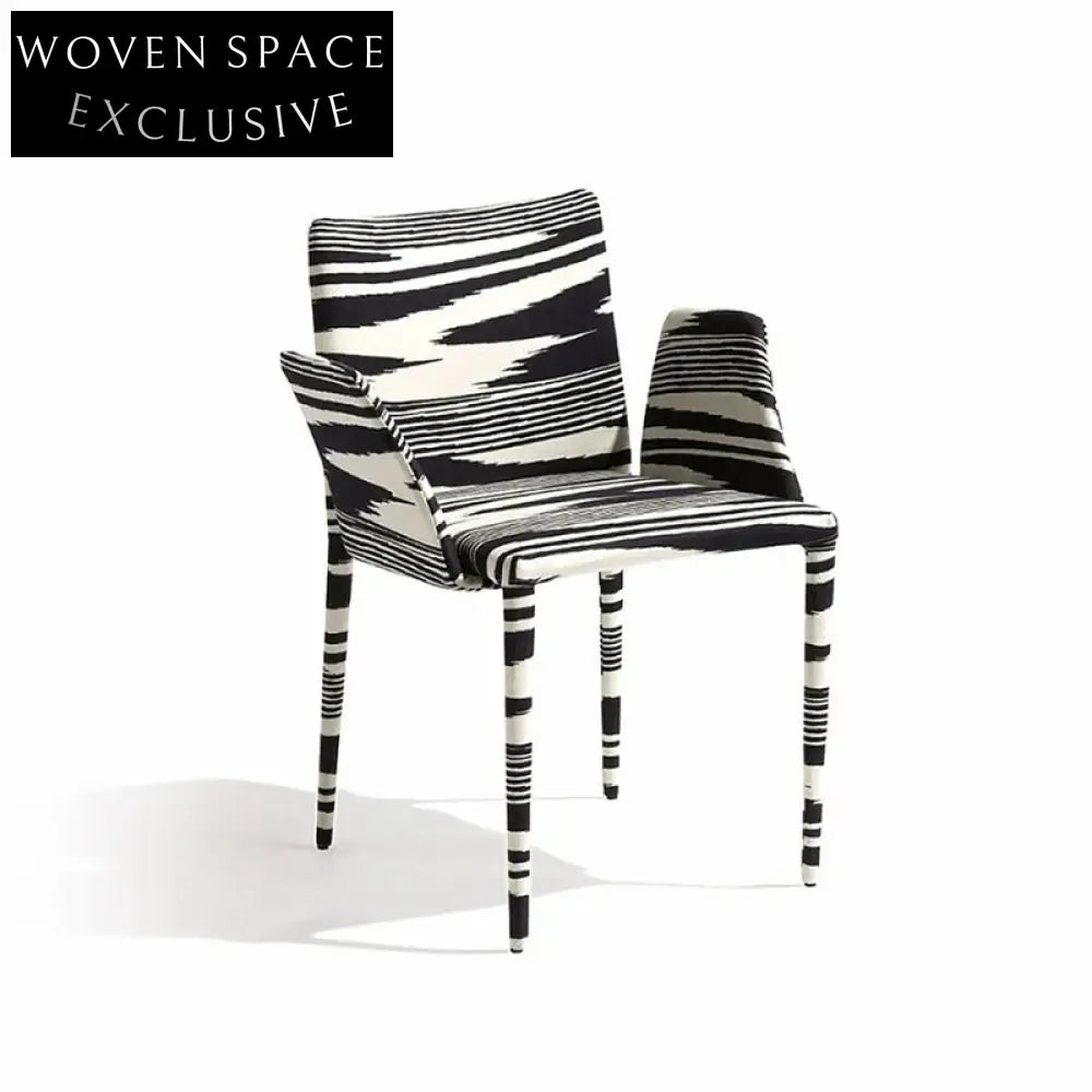 Chic Nordic Solid Wood Zebra Print Fabric Upholstery Accent Chair