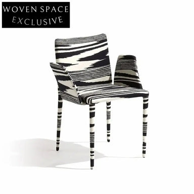 Chic Nordic Solid Wood Zebra Print Fabric Upholstery Accent Chair