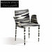 Chic Nordic Solid Wood Zebra Print Fabric Upholstery Accent Chair