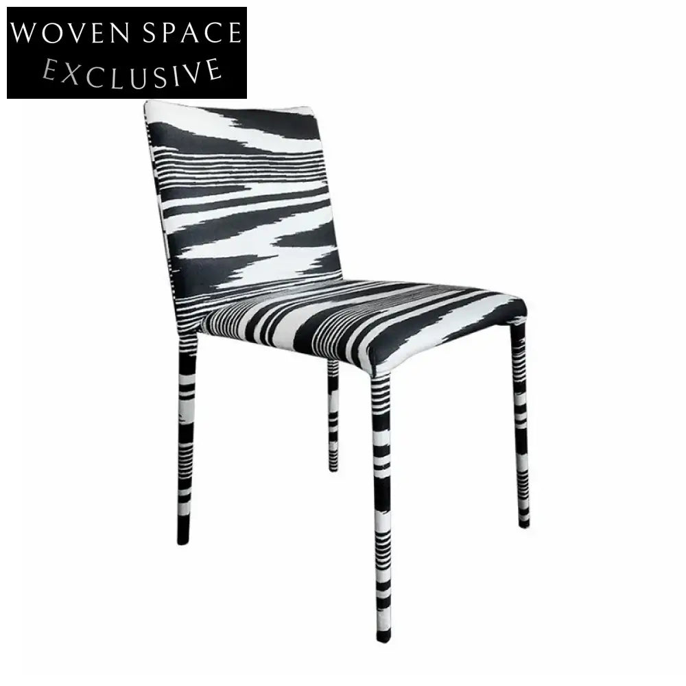 Chic Nordic Solid Wood Zebra Print Fabric Upholstery Accent Chair