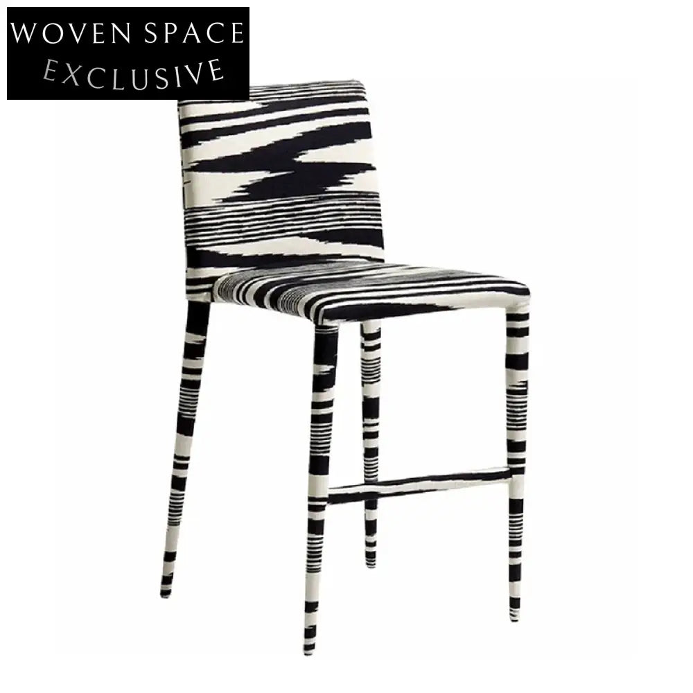 Chic Nordic Solid Wood Zebra Print Fabric Upholstery Accent Chair