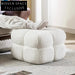 Chic Nordic Square Boucle Ottoman Stool, Small Teddy Fabric Accent Chair