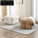 Chic Nordic Square Boucle Ottoman Stool, Small Teddy Fabric Accent Chair
