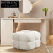 Chic Nordic Square Boucle Ottoman Stool, Small Teddy Fabric Accent Chair