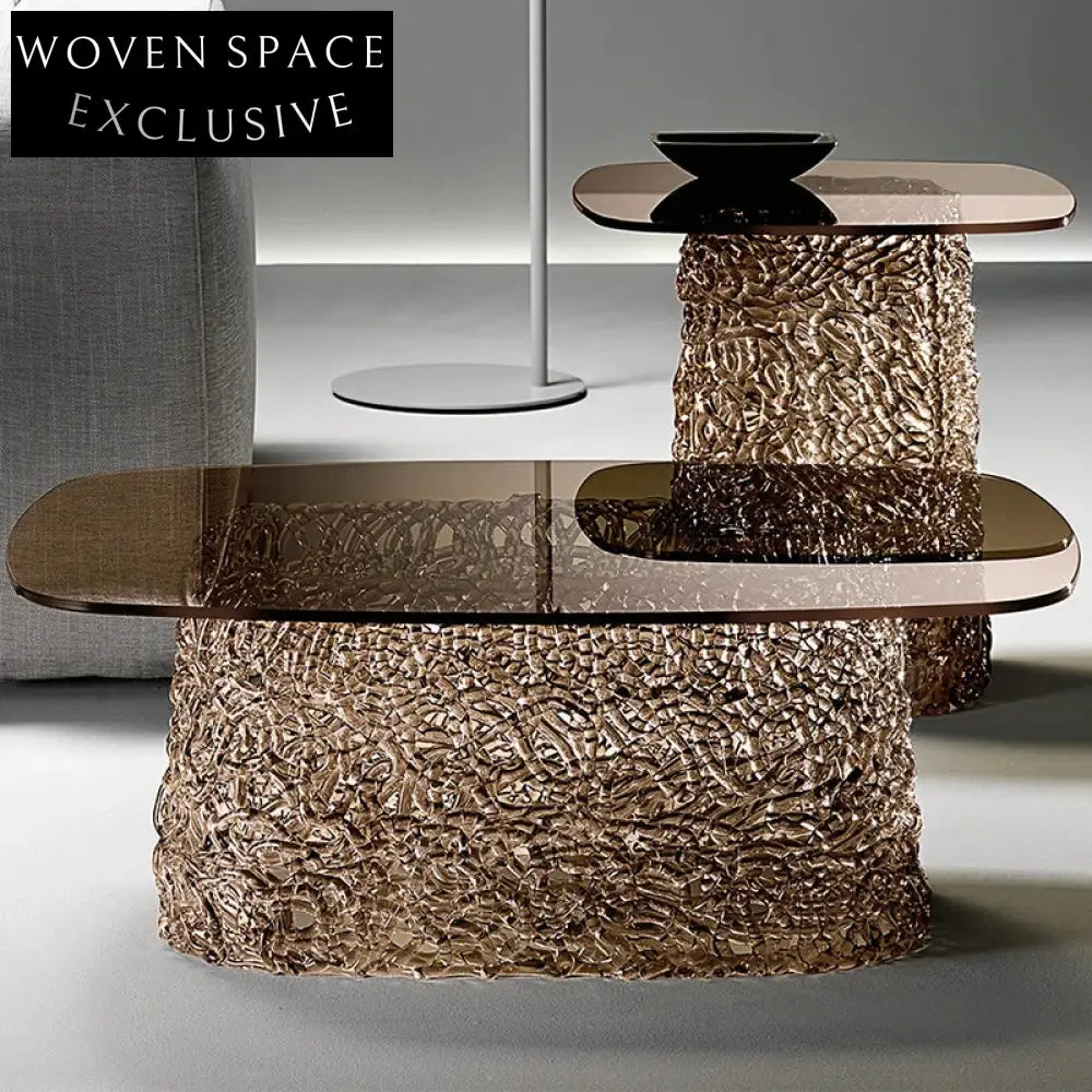 Chic Nordic Transparent Glass Top Coffee Table with Fiberglass Frame for Modern Homes