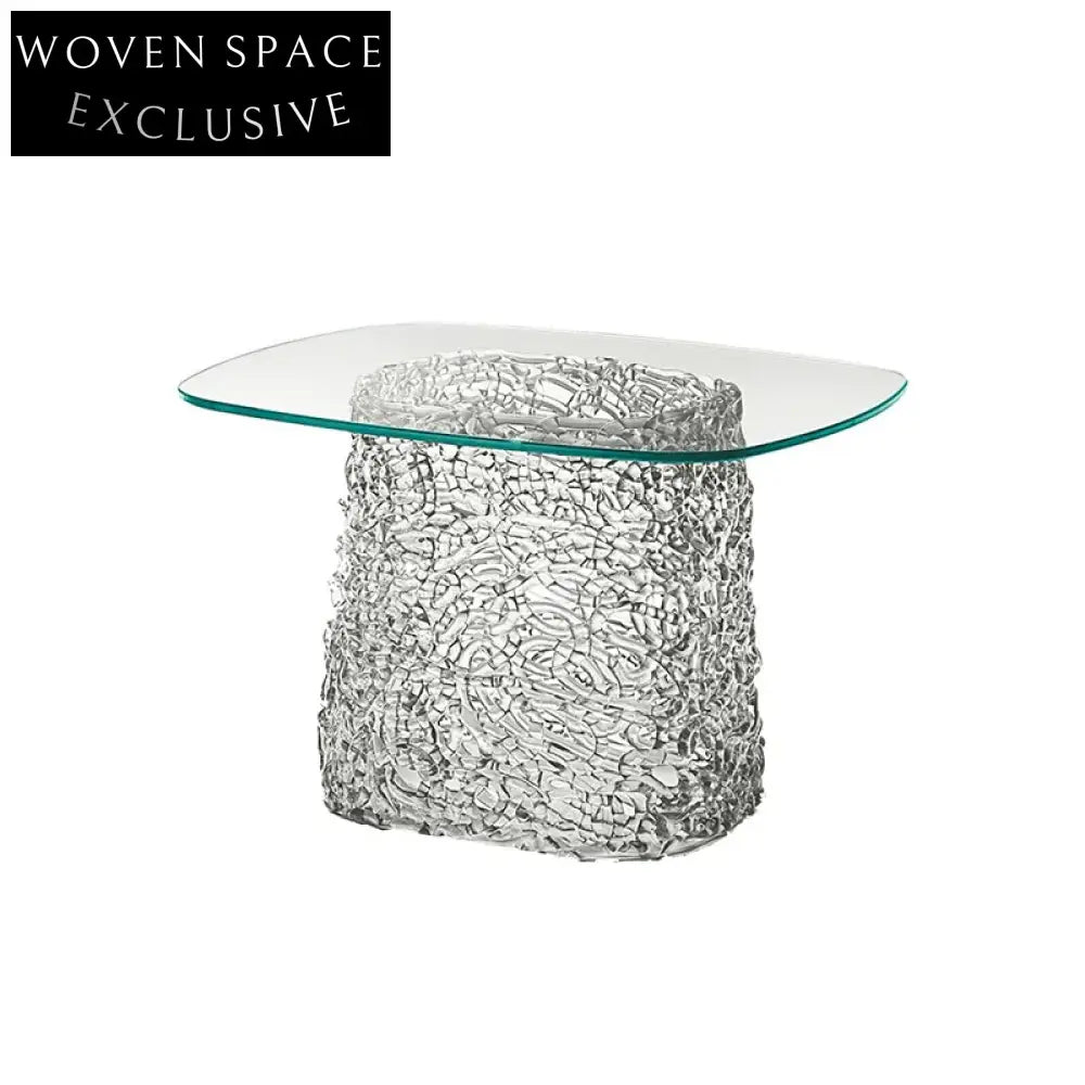 Chic Nordic Transparent Glass Top Coffee Table with Fiberglass Frame for Modern Homes
