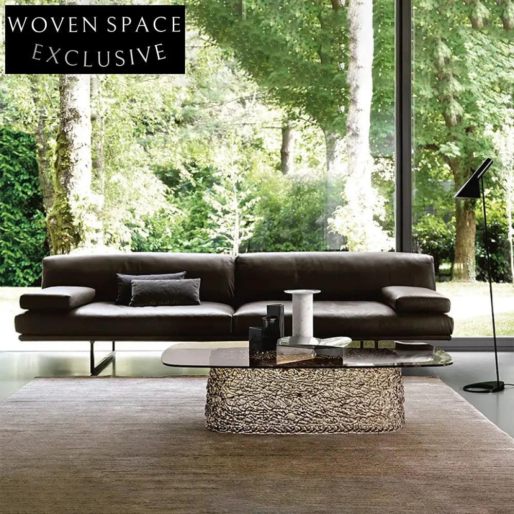 Chic Nordic Transparent Glass Top Coffee Table with Fiberglass Frame for Modern Homes