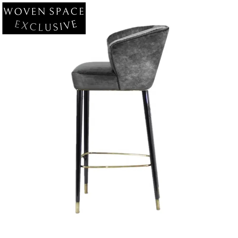 Chic Nordic Velvet Upholstered Stainless Steel Frame Kitchen Bar Stool