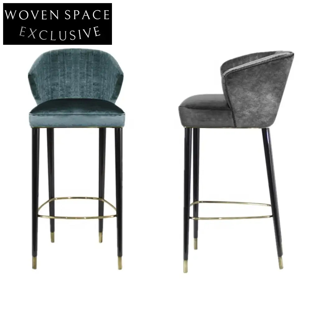 Chic Nordic Velvet Upholstered Stainless Steel Frame Kitchen Bar Stool