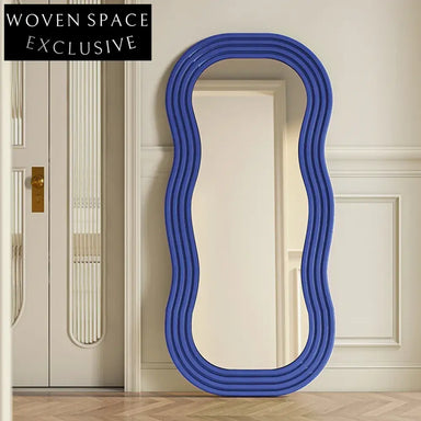 Chic Nordic Wavy Full Length Floor Mirror with Plywood Edge for Homes