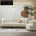 Chic Nordic White Fabric Two-Seater Sofa with Elegant Wooden Frame