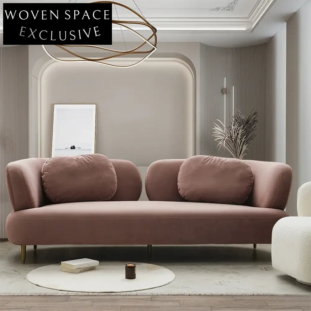 Chic Nordic White Fabric Two-Seater Sofa with Elegant Wooden Frame