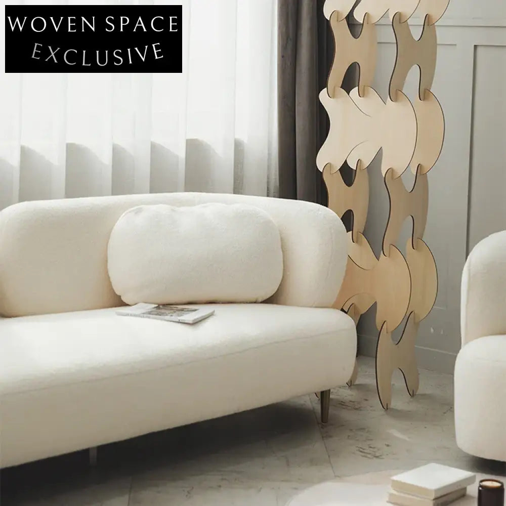 Chic Nordic White Fabric Two-Seater Sofa with Elegant Wooden Frame