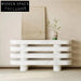 Chic Oval Natural White Marble Console Table with Elegant Column Base