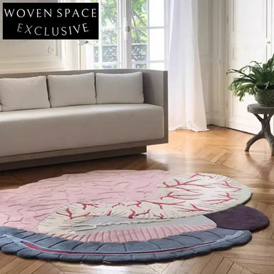 Chic Pink Abstract Irregular Polyester Area Rug for Modern Living Room Style
