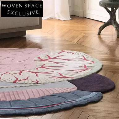 Chic Pink Abstract Irregular Polyester Area Rug for Modern Living Room Style