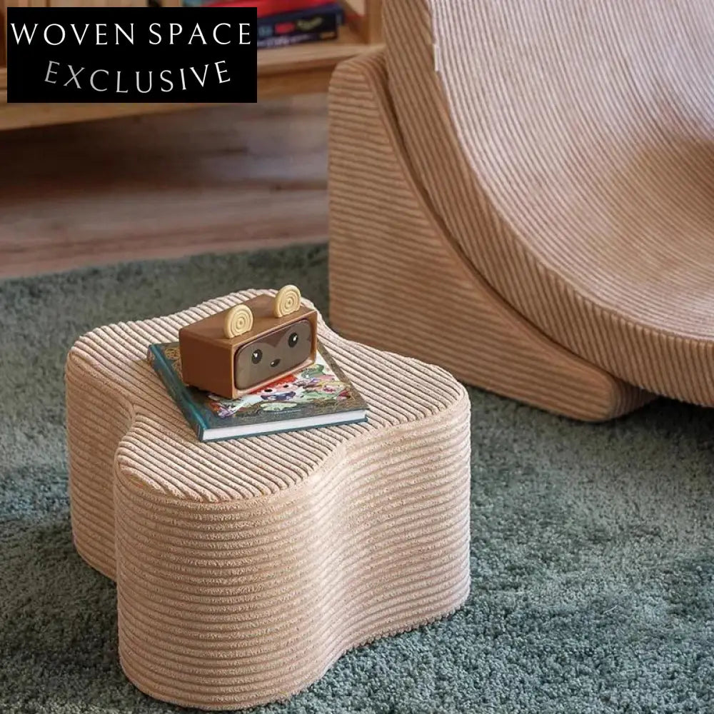 Chic Pink Boucle Teddy Fabric Ottoman, Nordic Home Dressing Stool for Apartments