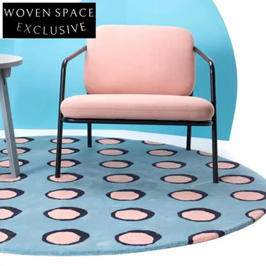 Chic Pink Polyester Round Area Rug - Modern Abstract Design for Home