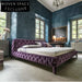 Chic Pink Velvet Tufted Upholstered King Bed Frame, Modern Wooden Design