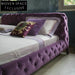 Chic Pink Velvet Tufted Upholstered King Bed Frame, Modern Wooden Design
