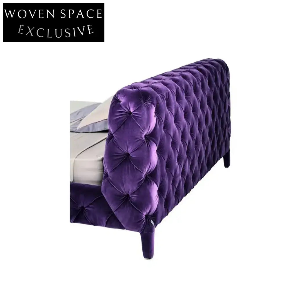 Chic Pink Velvet Tufted Upholstered King Bed Frame, Modern Wooden Design