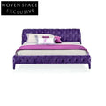 Chic Pink Velvet Tufted Upholstered King Bed Frame, Modern Wooden Design