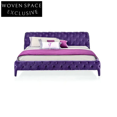 Chic Pink Velvet Tufted Upholstered King Bed Frame, Modern Wooden Design