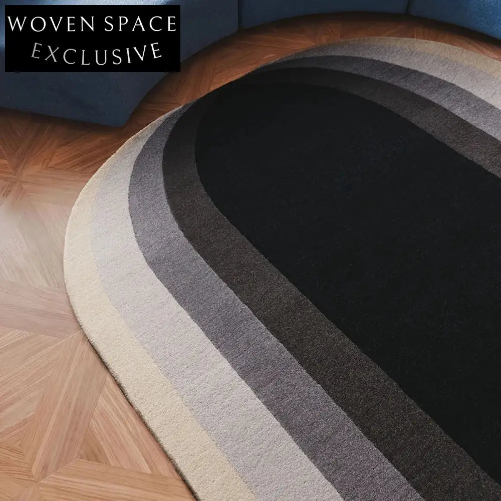 Chic Polyester Fiber French Gradient Oval Area Rug for Modern Home Decor