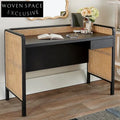 Chic Rattan Solid Ash Wood Vintage Study Learning Bedroom Dressing Table