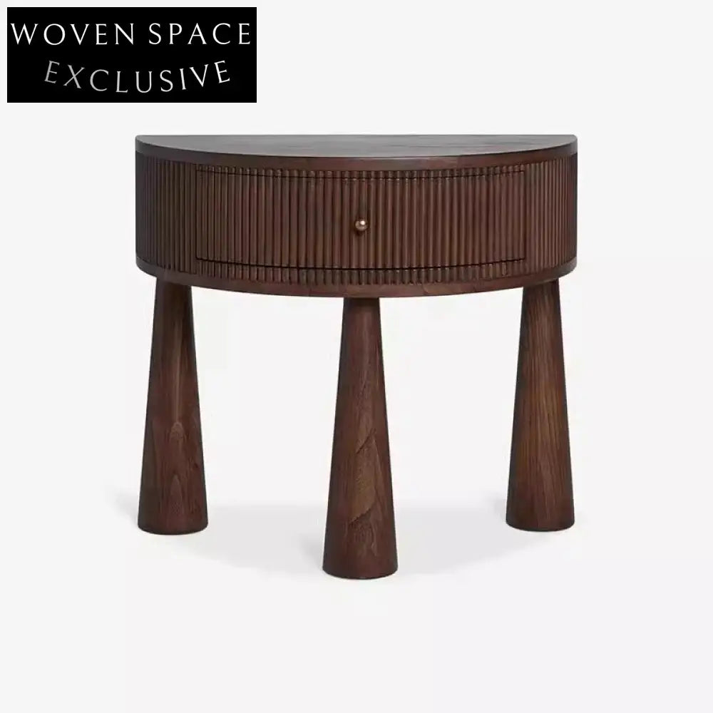 Chic Retro Walnut Solid Wood Nightstand with Drawer, Bedside End Table