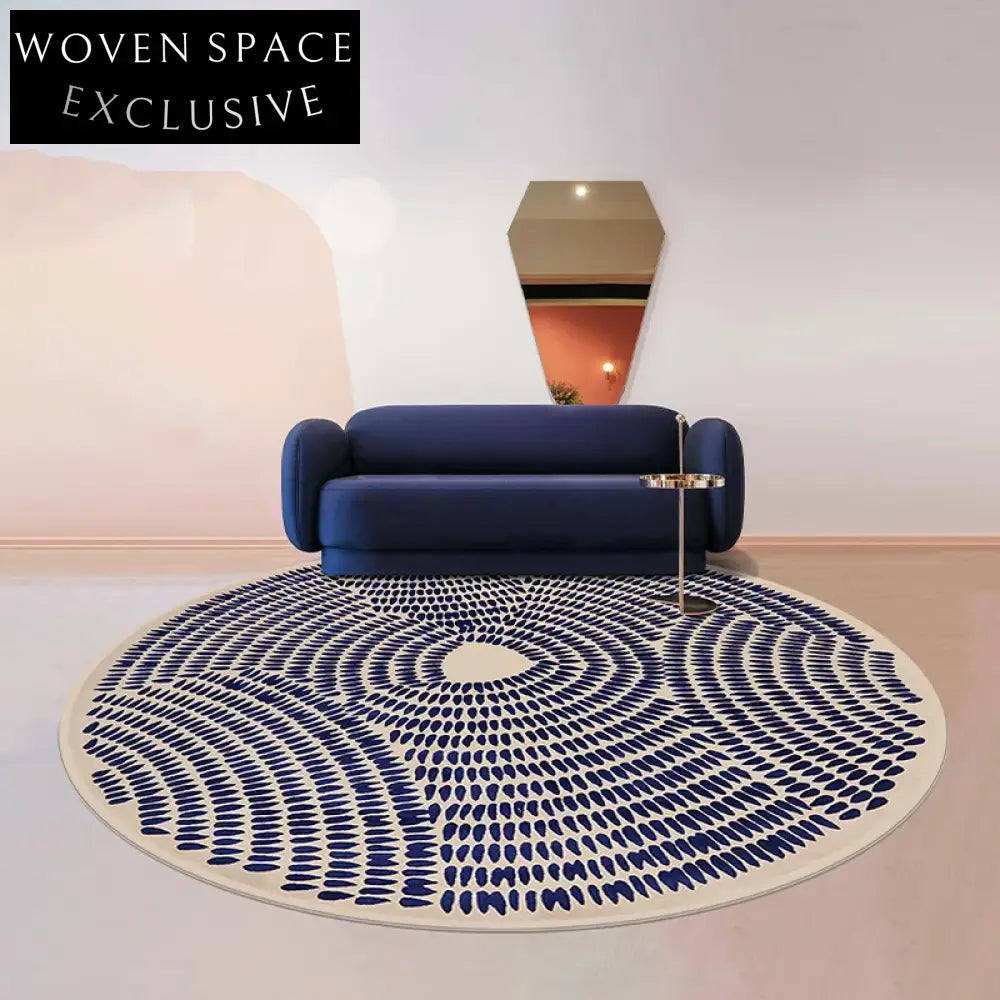 Chic Round Geometric Area Rug for Living Room & Bedroom Carpet