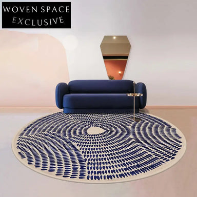 Chic Round Geometric Area Rug for Living Room & Bedroom Carpet