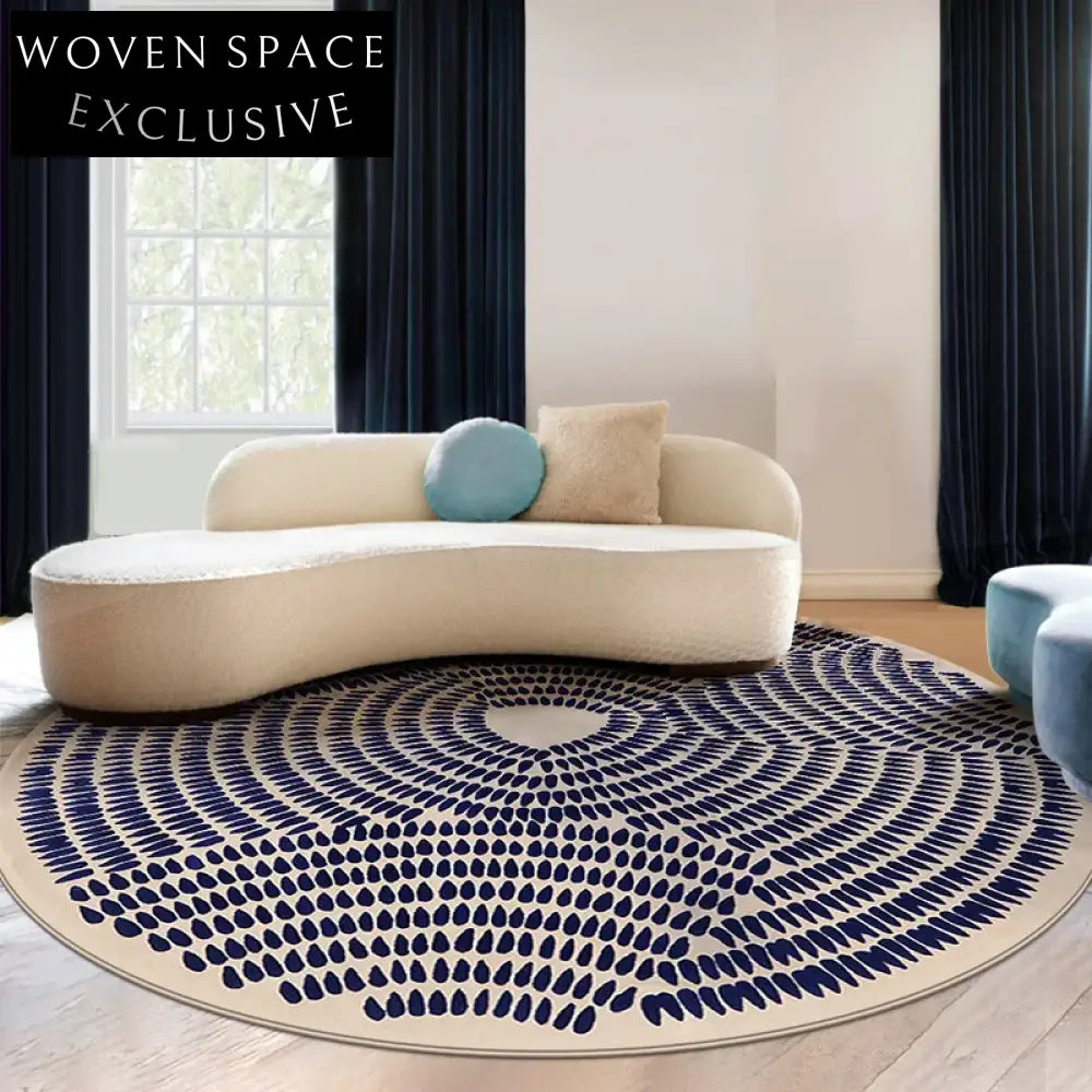 Chic Round Geometric Area Rug for Living Room & Bedroom Carpet
