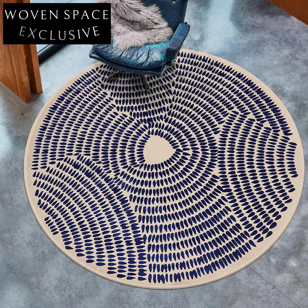 Chic Round Geometric Area Rug for Living Room & Bedroom Carpet
