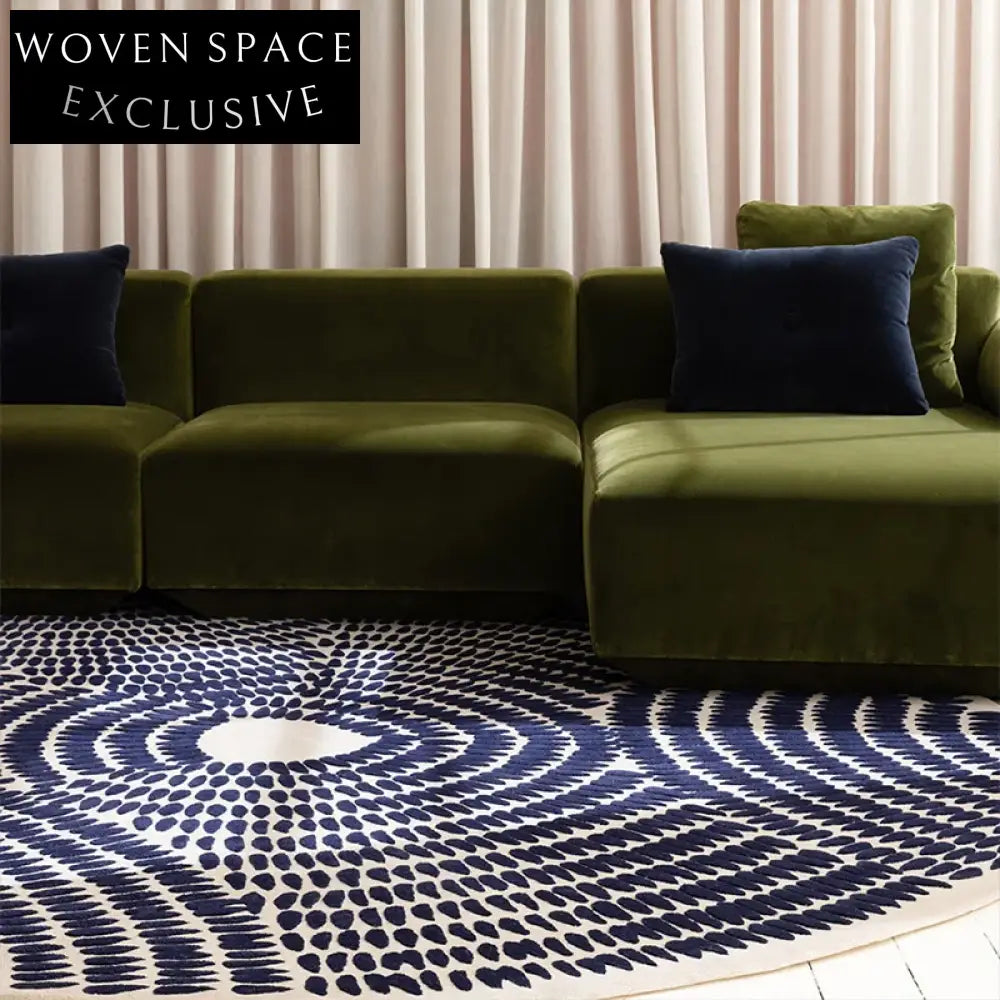 Chic Round Geometric Area Rug for Living Room & Bedroom Carpet