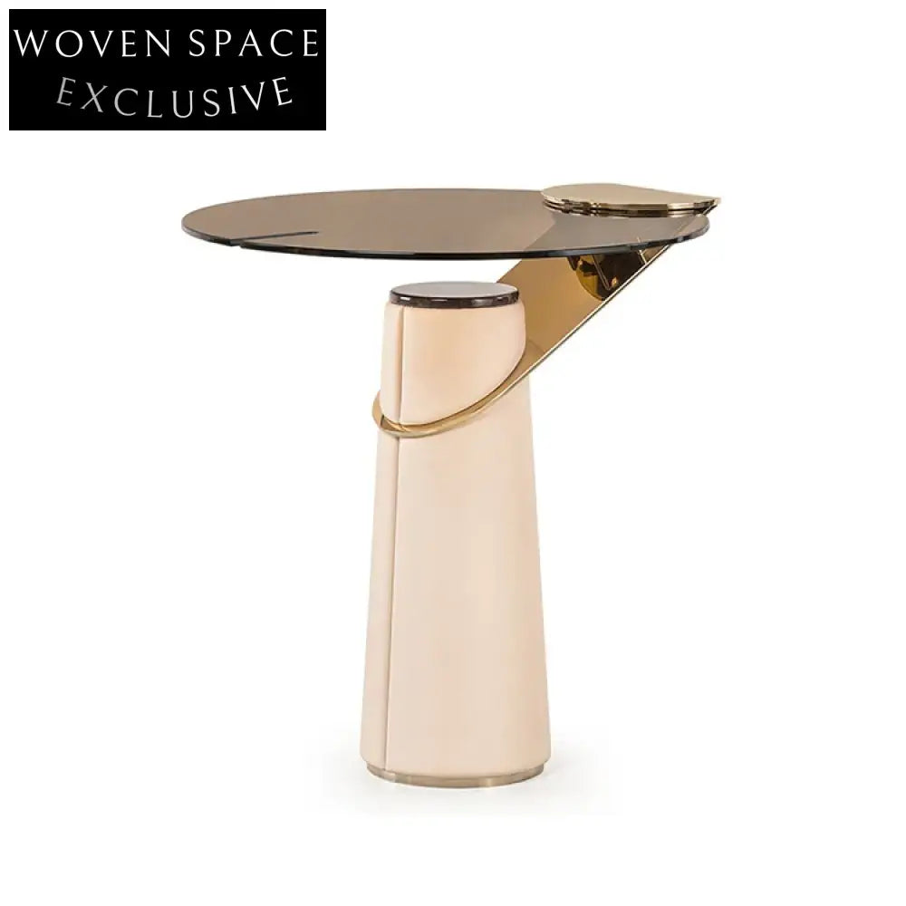Chic Round Glass Top Coffee Table with Gold Stainless Steel Base