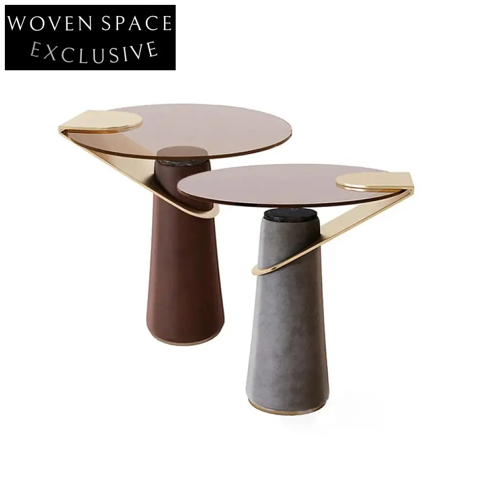 Chic Round Glass Top Coffee Table with Gold Stainless Steel Base