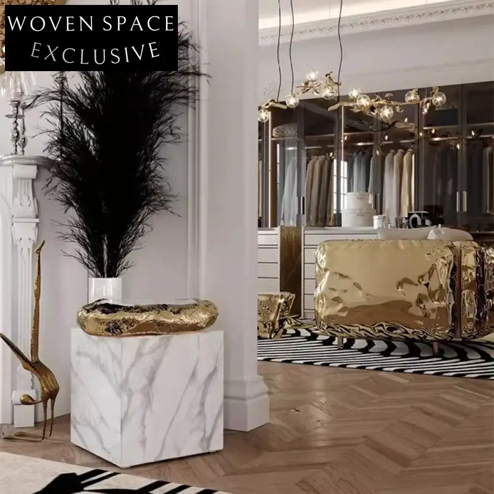 Chic Round Green Marble Top Coffee Table with Golden Metal Base