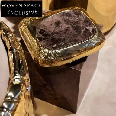 Chic Round Green Marble Top Coffee Table with Golden Metal Base