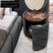 Chic Round Marble Top Leather Nightstand for Bedrooms with Storage