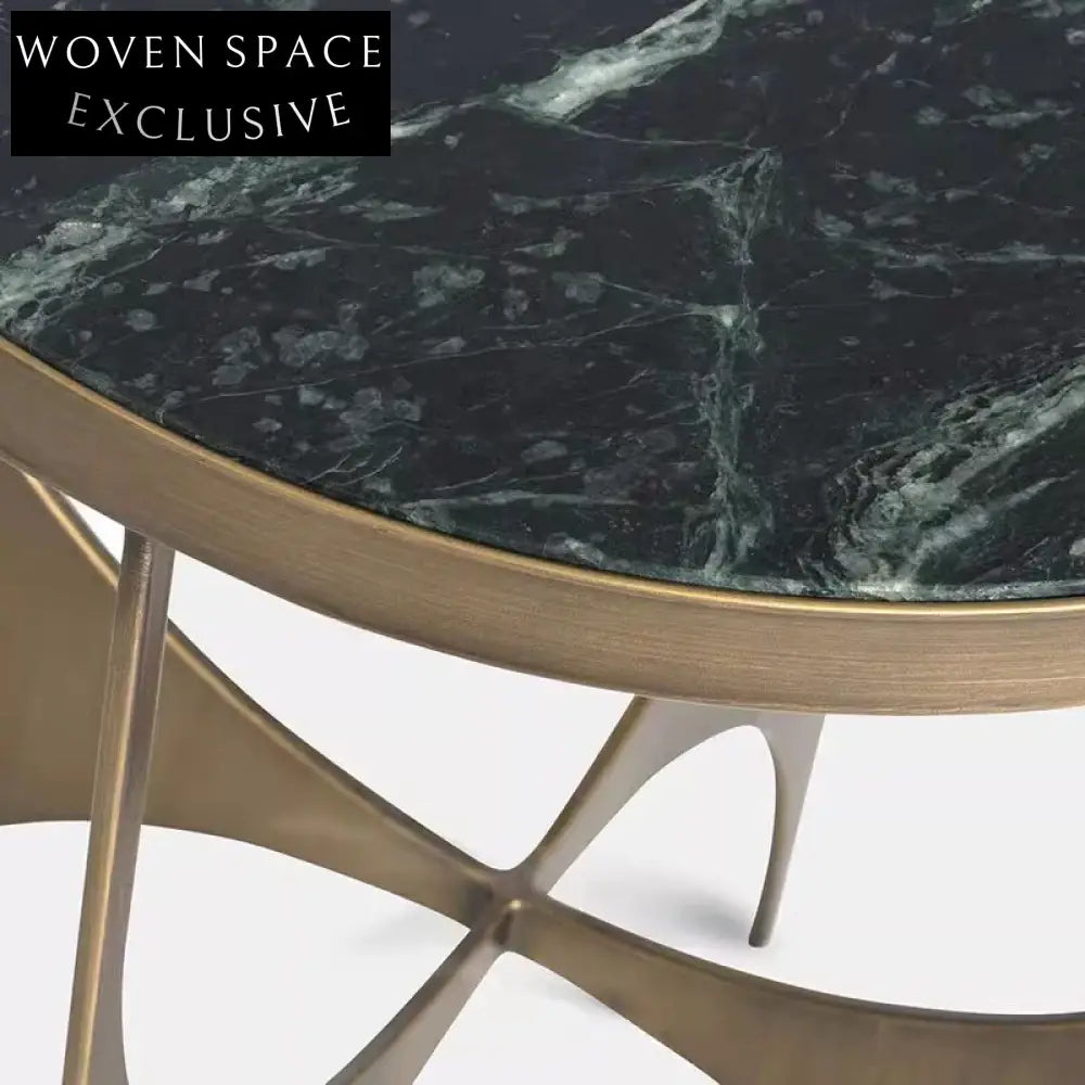 Chic Round Marble Top Modern Metal Accent Side Table for Living Room