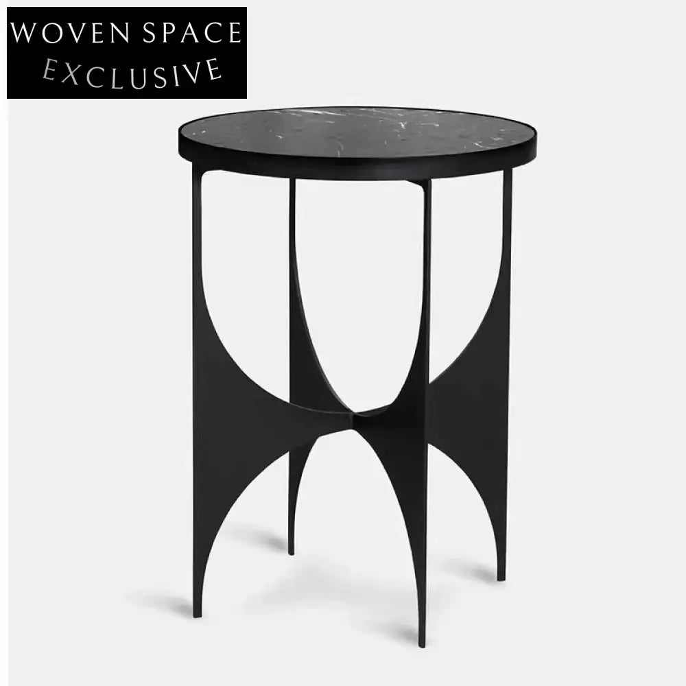 Chic Round Marble Top Modern Metal Accent Side Table for Living Room