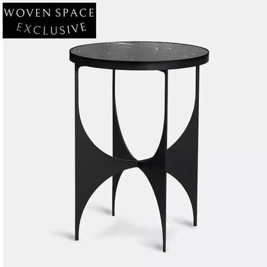 Chic Round Marble Top Modern Metal Accent Side Table for Living Room