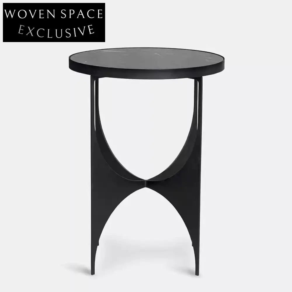 Chic Round Marble Top Modern Metal Accent Side Table for Living Room