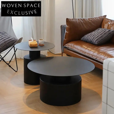 Chic Round Metal Coffee Table for Living Room, Durable Side Accent Tea Table