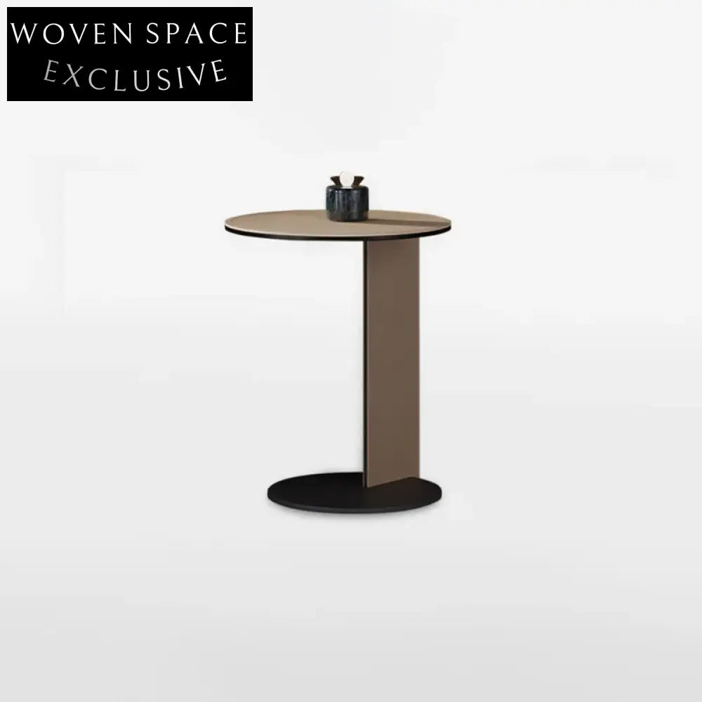 Chic Round Metal Side Table, Faux Leather Top Coffee Table
