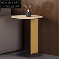 Chic Round Metal Side Table, Faux Leather Top Coffee Table