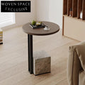 Chic Round Plywood Top Marble Base Living Room Accent Coffee Table